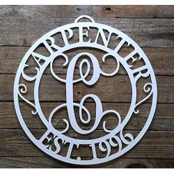 Personalized Door or Wall Metal Sign with Family Name and EST. Date - Optional Hanger - Color Options