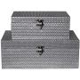 MODE HOME Silvery Glitter Wooden Jewelry Storage Boxes Decorative Treasure Boxes Set of 2