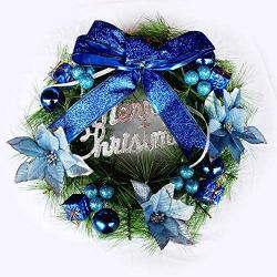 Hot Sale!DEESEE(TM)????????Christmas Wreath Christmas Garland Artificial Xmas Pine Wreath Christmas Decorations Including Wreath Hanger (Blue)