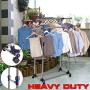 Super buy HEAVY DUTY DOUBLE ADJUSTABLE PORTABLE CLOTHES HANGER ROLLING GARMENT RACK RAIL