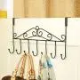 Youdepot Over The Door 7 Hanger Rack - Decorative Metal Hanger Holder for Home Office Use (Black)