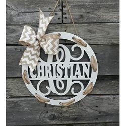 Monogram Door Hanger/Personalized Door Wreath/Family Name Monogram Door Hanger Wreath/Door Hanger