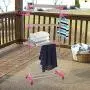 Dporticus Clothes Drying Compact Dryer Hanger Compact Storage Steel with Wings Shape Hanging Rods Pink