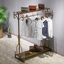 Industrial Clothing Rack Display Commercial Grade Heavy Duty Garment Rack with Shelves Vintage Steampunk Hat Rack Shoes Rack Cloth Hanger Pipe Shelf (47")