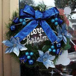 Hot Sale!DEESEE(TM)????????Christmas Wreath Christmas Garland Artificial Xmas Pine Wreath Christmas Decorations Including Wreath Hanger (Blue)