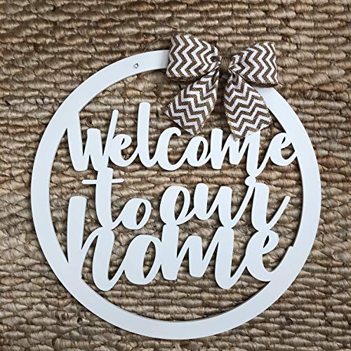 Circle Door Hanger - Welcome to Our Home Door Hanger - Modern Welcome Sign - Neutral Door Hanger - Everyday Modern Wreath - Year-round Circle Door Hanger - Welcome to Our Home Door Hanger - Modern Welcome Sign - Neutral Door Hanger - Everyday Modern Wreath - Year-round
