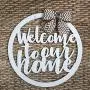 Circle Door Hanger - Welcome to Our Home Door Hanger - Modern Welcome Sign - Neutral Door Hanger - Everyday Modern Wreath - Year-round