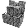 Sorbus Storage Boxes Woven Basket Bin Container Tote Cube Organizer Set Stackable Storage Basket Woven Strap Shelf Organizer Built-in Carry Handles (Lid Bins - 3 Pack, Gray Pattern)
