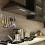 Kitchen Sliding Hooks, Stainless Steel Hanging Rack Rail Organize Kitchen Tools with 10 Utensil Removable S Hooks for Towel, Pot Pan, Spoon, Coats, Bathrobe, BBQ,Wall Mounted Hanger
