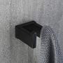 Durafe 2 Pack Towel Coat Hook SUS304 Square Hook Towel Hanger for Bathroom Wall Mounted Matted Black