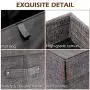 Ranslen Large Decorative Storage Bin with Lid Canvas Fabric Collapsible Storage Boxes Organizer Container with Handle- Grey for Bedroom, Home, Closet, Living Room