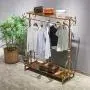 Industrial Clothing Rack Display Commercial Grade Heavy Duty Garment Rack with Shelves Vintage Steampunk Hat Rack Shoes Rack Cloth Hanger Pipe Shelf (47")