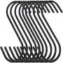Maxgoods 3.54 20PCS Home Storage Utility S Shaped Hooks Stainless Steel Metal Hangers Hanging Hooks for Kitchen, Work Shop, Bathroom, Garden,Bedroom (Black, 20PCS)