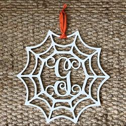 Monogram Spider Web Door Hanger - Halloween Door Hanger - Spiderweb Initial Wreath - Fall Door Hanger - Spider Web Wreath - Halloween Decor