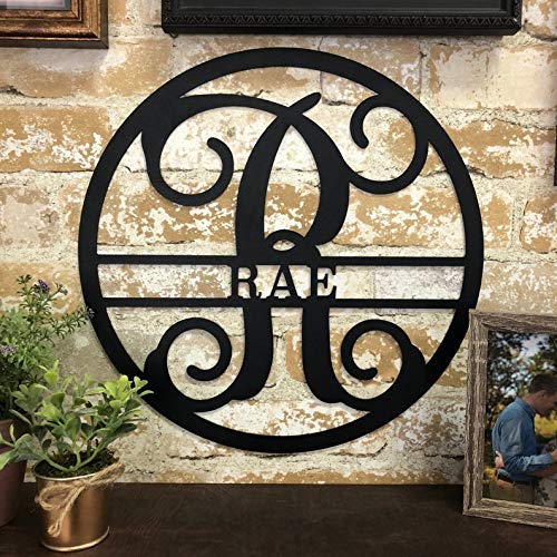 Wedding Photo Frame - Personalized Circle Vine Family Name & Initial Metal Sign - Metal Monogram Sign - Housewarming Gift - Wedding Gift - Door Hanger
