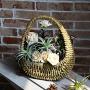 Simple Portable Straw Woven Flower Arrangement Flower Basket Rattan Handmade Flower Pot Creative Succulent Flower Pot Hanger for Mothers Day