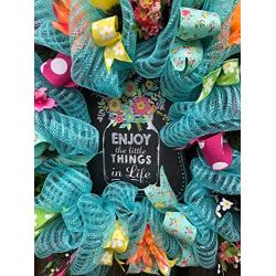 Enjoy the little things Spring wreath| Turquoise spring wreath |Turquoise wreath| Turquoise decorative Wreath| Spring door hanger| Turquoise decor| Free Shipping | Hard Working Mom