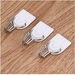 24PCS Strong Adhesive Hook Wall Door Sticky Hanger Holder Kitchen Bathroom White Hangers for Clothes Decoration