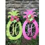 Hot Pink Pineapple Monogram Lime PinkSummer Door Hanger Summer Wreaths Double Door Monogram Pineapple Pink Lime Welcome Decor Hot Pink Lime Home Decor Birthday Gift Dorm Decor Housewarming Gift