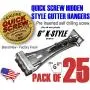 Quick Screw 6" inch Aluminum Hidden Rain Gutter Bracket Hook clip style Hangers with pre inserted 3" long ?" hex head self drilling screw (25 Per Package) Quick Screw 6" inch Aluminum Hidden Rain Gutter Bracket Hook clip style Hangers with pre inserted 3" long ?" hex head self drilling screw (25 Per Package)