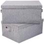 HOONEX Foldable Storage Bins with lid, 2 Pack, Storage Boxes with Carry Handles and Study Heavy Cardboard, for Toy, Boots, Books, Clothes, Linens, Nursery, Grey HOONEX Foldable Storage Bins with lid, 2 Pack, Storage Boxes with Carry Handles and Study Heavy Cardboard, for Toy, Boots, Books, Clothes, Linens, Nursery, Grey