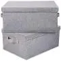 HOONEX Foldable Storage Bins with lid, 2 Pack, Storage Boxes with Carry Handles and Study Heavy Cardboard, for Toy, Boots, Books, Clothes, Linens, Nursery, Grey