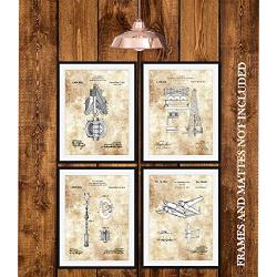 Original Howard Hughes Drawings - Plane Hanger Wall Decor - Airport Office Artwork - Set of 4 8 x 10 Unframed Patent Prints - Gift for Pilots, Flight Attendants, Engineers