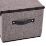 Large Lidded Storage Boxes [4-Pack] EZOWare Linen Fabric Foldable Cubes Bin Boxes Containers with Lid/Handles for Home, Office, Nursery, Toys, Closet, Bedroom, Living Room - Assorted Color