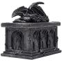Mythical Guardian Dragon on Tomb Trinket Boxes in Metallic Look with Grim Reapers Crypt and Hidden Storage Compartment for Decorative Gothic & Medieval Home Decor As Jewelry Boxes or Fantasy Gifts
