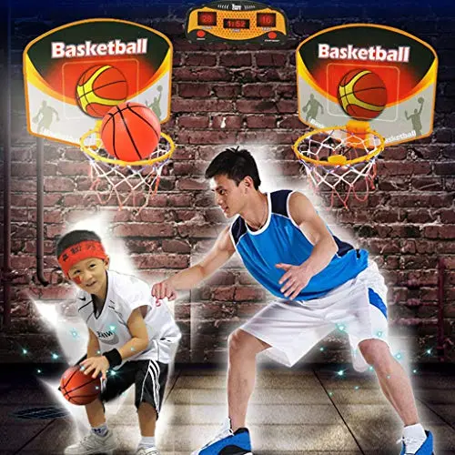 Slam Dunk Mini Basketball Hoop Set - Over The Door Toy Backboard 15 x 12.6 x 3.1 in, 2 Balls & Ball Pump, 1 x Wireless Scorer - Simple Assembly, Hanger Mount Game for Kids Children or Adults Slam Dunk Mini Basketball Hoop Set - Over The Door Toy Backboard 15 x 12.6 x 3.1 in, 2 Balls & Ball Pump, 1 x Wireless Scorer - Simple Assembly, Hanger Mount Game for Kids Children or Adults