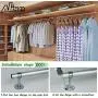 Alise 1-Inch Dia Shower Curtain Closet Rod Holder Pipe Flange Socket Ceiling Mount Bracket Pipe Fitting Parts Supports,2 Pcs Stainless Steel Brushed Finish(Dont Include Rods)