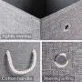 Prandom Large Foldable Cube Storage Bins 13x13 inch [3-Pack] Fabric Linen Storage Baskets Cubes Drawer with Cotton Handles Organizer for Shelves Toy Nursery Closet Bedroom Grey
