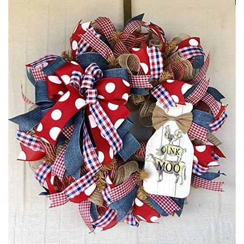 Rustic Farmhouse Wreath Everyday Farmhouse Wreath Decor Welcome Door Hanger Farmhouse Decor Burlap Bowtique