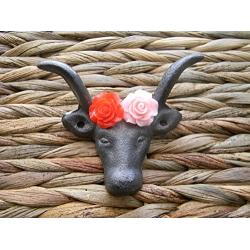 Cast Iron Wall Hook, Rustic Farmhouse Décor, Animal Hooks, Floral Hanger , Choice Of Flower Colors