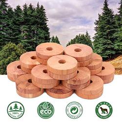 FORTGESCHE Cedar Blocks for Clothes Closet Storages, 100% Natural Aromatic Cedar Wood Hangers Rings 30 Pack, Clothes Protector Storage Accessories