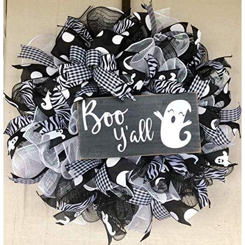 Halloween Ghost Wreath Boo Yall Halloween Decor | Halloween Door Hanger Farmhouse Decor Burlap Bowtique Halloween Ghost Wreath Boo Yall Halloween Decor | Halloween Door Hanger Farmhouse Decor Burlap Bowtique