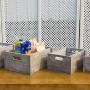 REVOLUMINI Decorative Wood Crates,Set of 4 Rectangle Storage Boxes, Nesting Storage Crates with Handles (Grey)