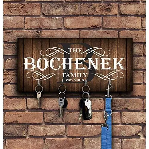 Wall Mounted Key rack organizer, personalized family key hanger with hook, customized Newlywed Mr Mrs gift, 5 x 11" Wall Mounted Key rack organizer, personalized family key hanger with hook, customized Newlywed Mr Mrs gift, 5 x 11"