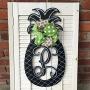 Pineapple Monogram Door Hanger Summer Pineapple Decor Monogram Pineapple Welcome Decor Pineapple Door Hanger Monogram Wedding Gift Double Door Hangers Mothers Day Gift Birthday Welcome Wreath