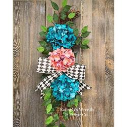 Summer hydrangea front door wreath, fall hydrangea wreath, turquoise wreath, summer door hanger, summer grapevine wreath, summer decor, beach wreath