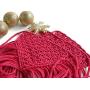 Macrame wall hanger. Red Christmas banner.