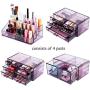 Readaeer Makeup Cosmetics Organizer Storage Display Boxes with 12 Drawers (Purple)