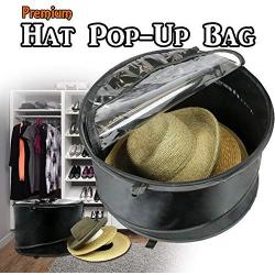 The Elixir Deco Premium Hat Pop up Storage Bag, Large Hat Storage Travel Bag Round Hat Boxes Container, Keeps Out Dust and Dirt