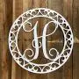 22" Scrolled Circle Metal Monogram Door Hanger, Metal Wall Art