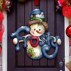 G.DeBrekht Christmas “Frosty” Snowman Wooden Decorative Door Hanger by Jamie Mills-Price #8457505H