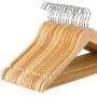 Zober Solid Wood Suit Hangers - 20 Pack - with Non Slip Bar and Precisely Cut Notches - 360 Degree Swivel Chrome Hook - Natural Finish Super Sturdy and Durable Wooden Hangers