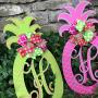 Hot Pink Pineapple Monogram Lime PinkSummer Door Hanger Summer Wreaths Double Door Monogram Pineapple Pink Lime Welcome Decor Hot Pink Lime Home Decor Birthday Gift Dorm Decor Housewarming Gift