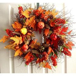 Fall wreath, Autumn harvest wreath for front door, fall door hanger, extra large wreath 24 inch