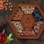 Sectional Tray for Dry Fruits Nuts Snacks with Glass Lid, Humidity proof wooden storage, Candy Box