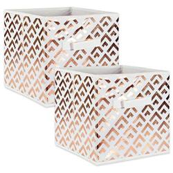 DII Fabric Storage Bins for Nursery, Offices, & Home Organization, Containers Are Made To Fit Standard Cube Organizers (13x13x13") Double Diamond Copper on White - Set of 2